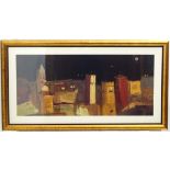 After Georg Gruola, XX, Coloured print, Marrakesh in the evening, Facsimile signed lower left.