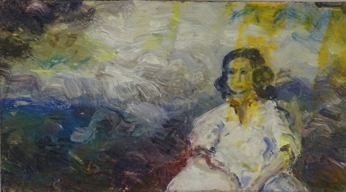 D Law, XX, Oil on panel, Female figure in a landscape, Ascribed to frame. - Image 3 of 7