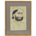 XIX, Indian School, Watercolour and pen ink, Portrait of a male figure.