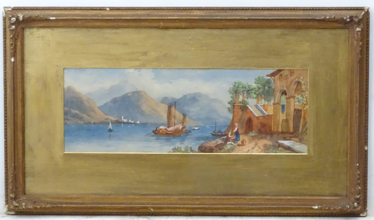 Indistinctly signed, 1881, Italian School, Watercolour, 'Bellagio on Lake Como',