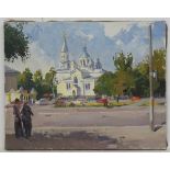 Leonid Nikolayevich Sheludko, late XX, Ukrainian, Oil on canvas, 'Cathedral', 1999,