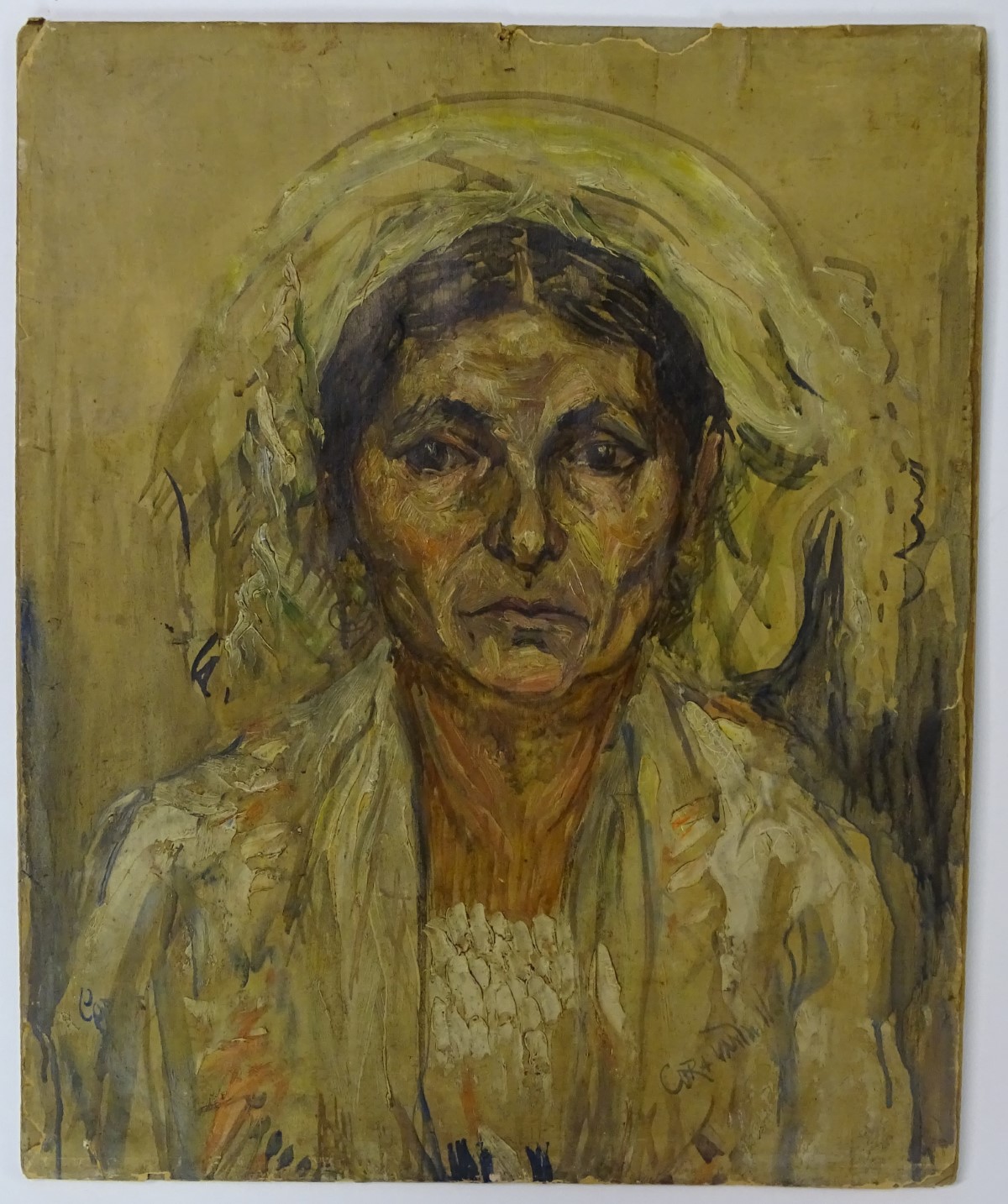 Cora Van Milligan, 1928, Oil on board, Portrait of a woman, - Image 3 of 7
