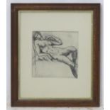 Indistinctly signed, XX, Pencil sketch, Reclining nude, Signed lower left.