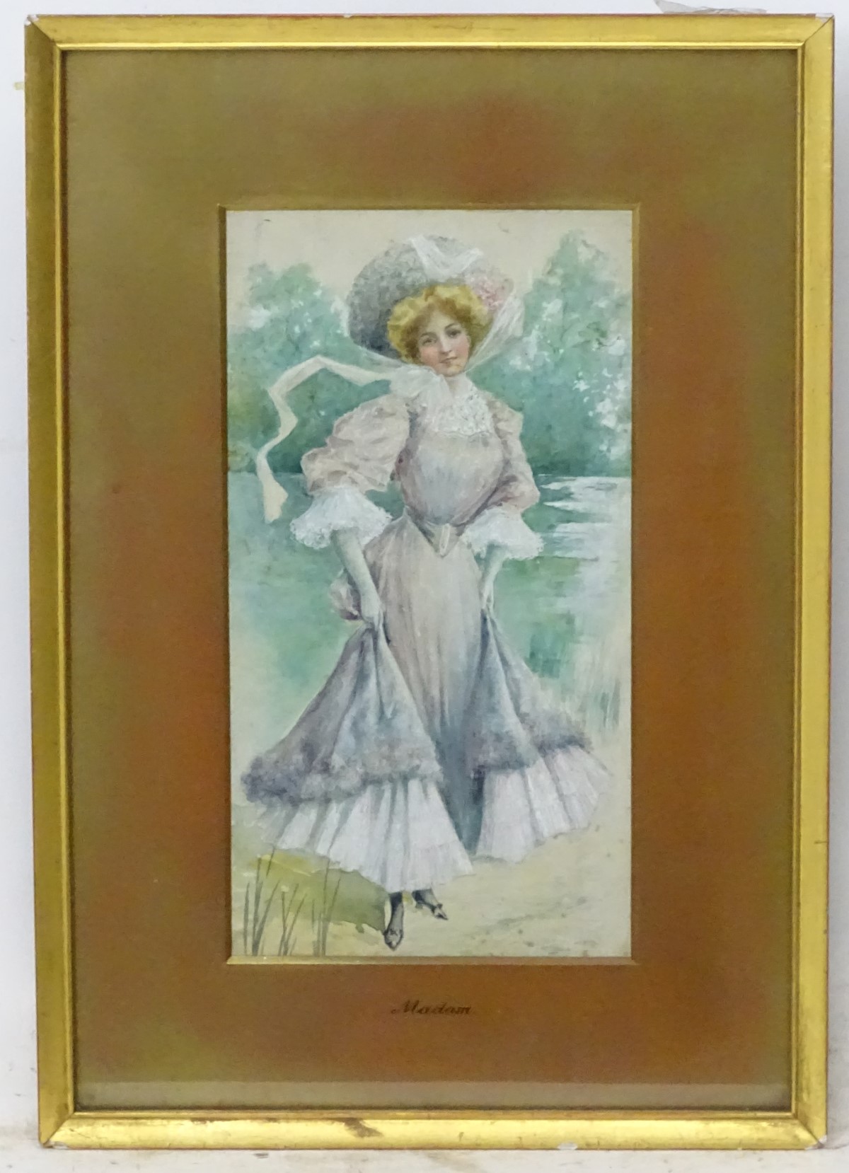 Indistinctly Signed, Watercolour and gouache, 'Madam' portrait of an Edwardian lady, - Image 3 of 7