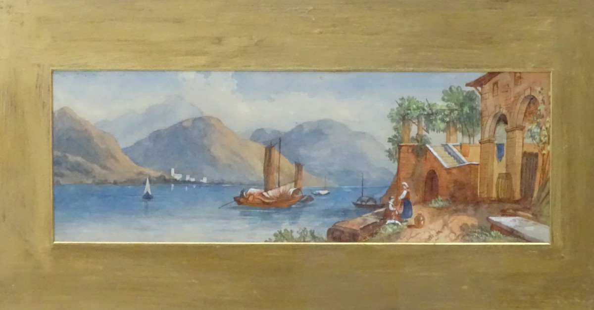 Indistinctly signed, 1881, Italian School, Watercolour, 'Bellagio on Lake Como', - Image 2 of 4