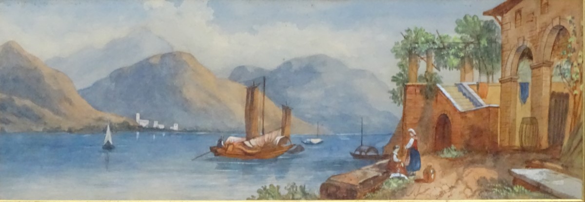 Indistinctly signed, 1881, Italian School, Watercolour, 'Bellagio on Lake Como', - Image 3 of 4