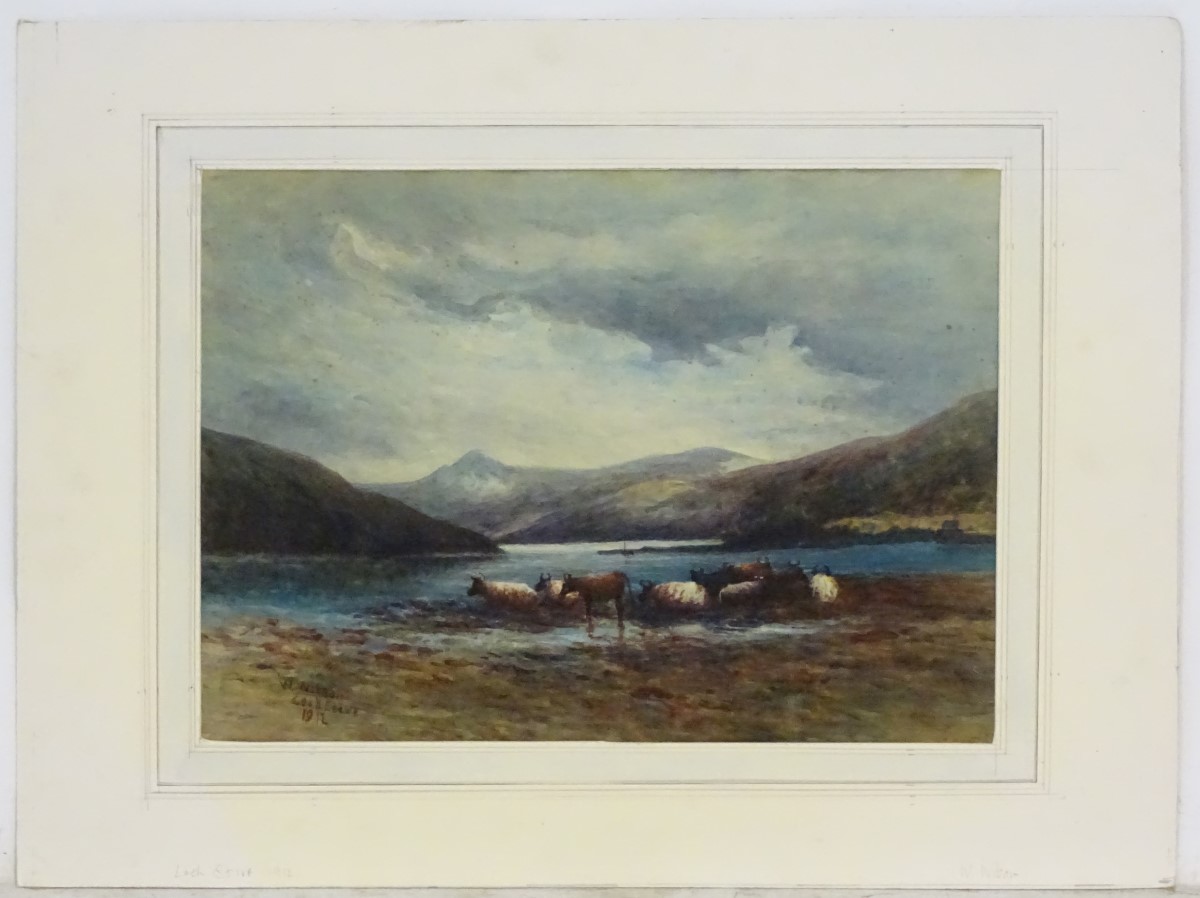 W Wilson, XIX-XX, Scottish School, Watercolour, Cattle about to drink at 'Loch Etive 1912', Signed, - Image 3 of 6