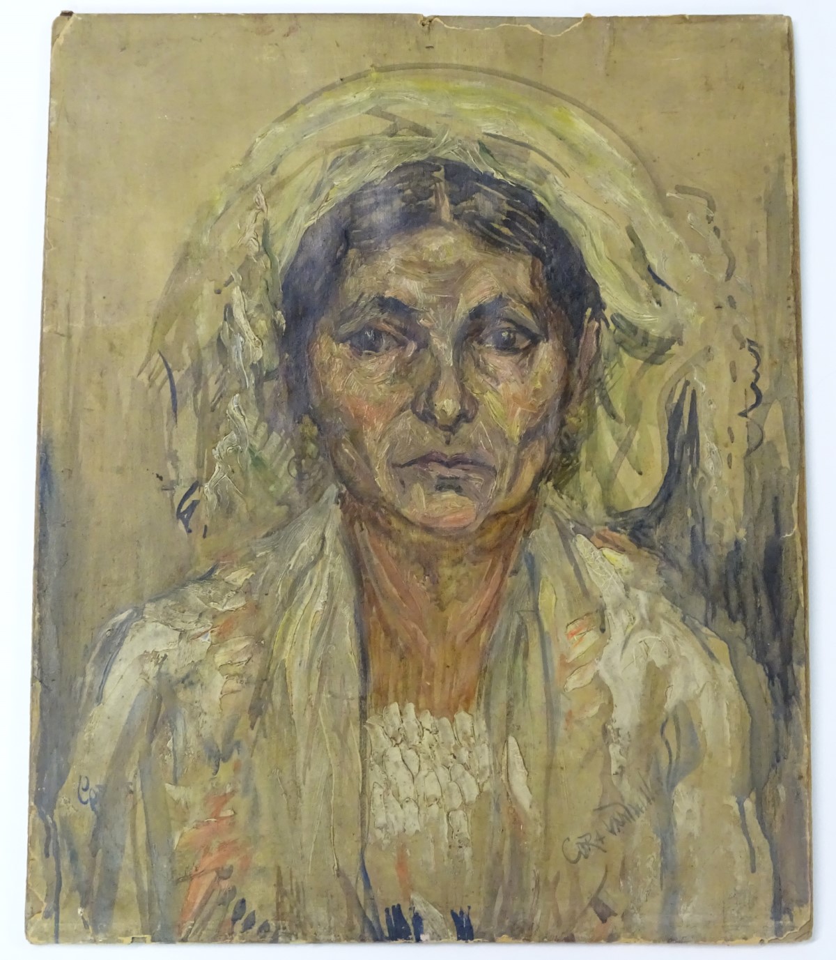 Cora Van Milligan, 1928, Oil on board, Portrait of a woman, - Image 4 of 7