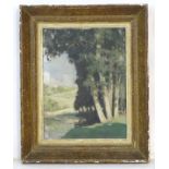 Indistinctly Signed, Antoine Clave?, XIX, French School, Oil on canvas, Trees by a lake,