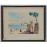Edwin Galea (1934) Maltese School, Watercolour, ' Silema harbour 1966 ',