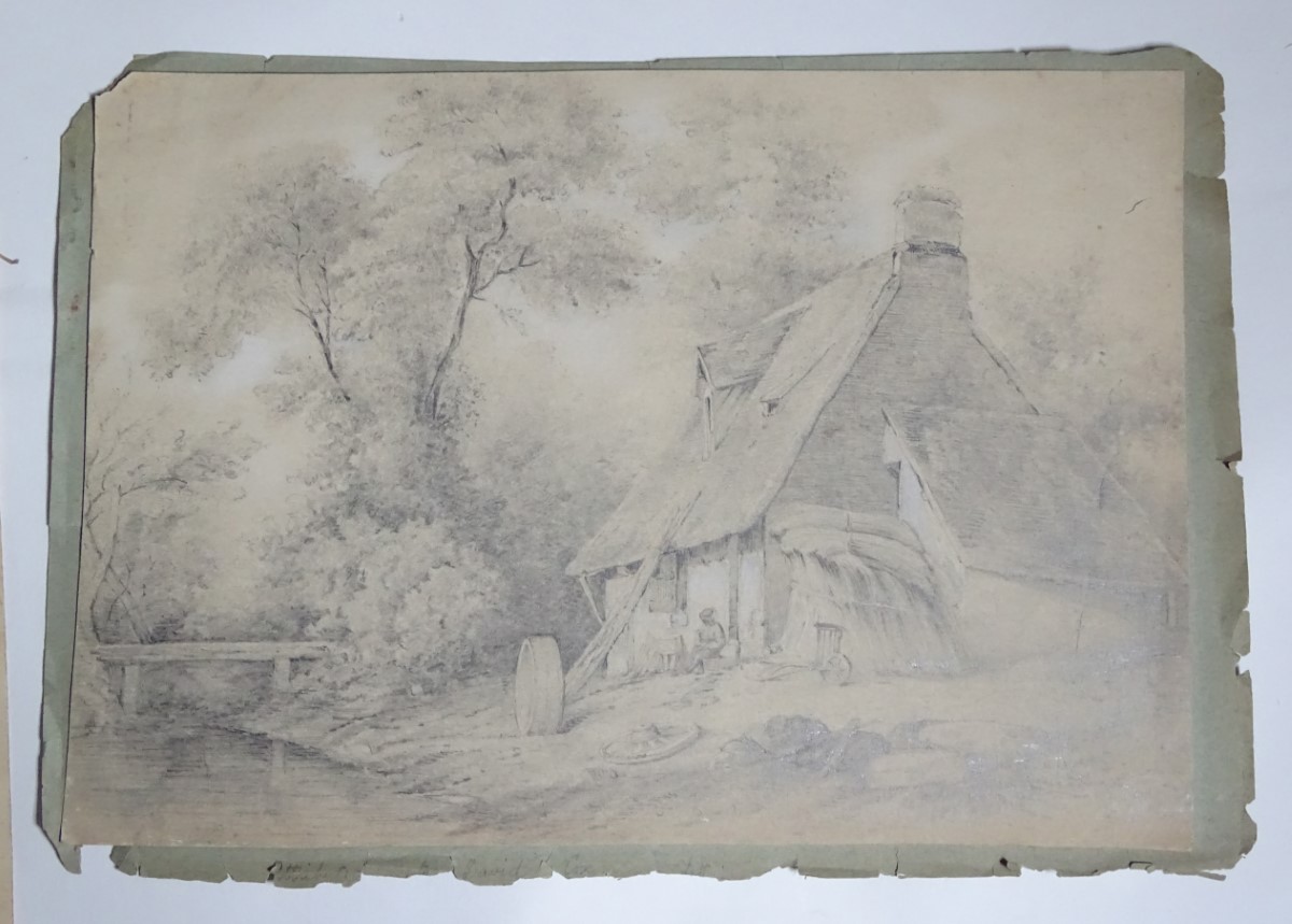 A folio containing two pencil drawings, - Image 6 of 6