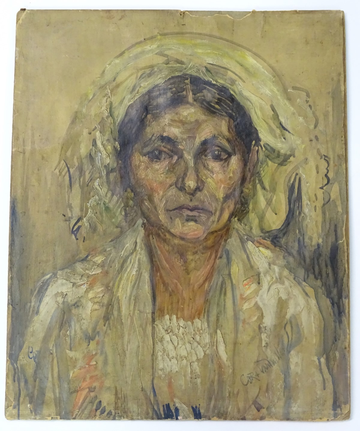 Cora Van Milligan, 1928, Oil on board, Portrait of a woman, - Image 5 of 7