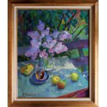 Vyacheslav Vasilievitch Tokarev (1917-2001), Russian, Oil on canvas, Still life with apples,