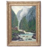 F Davies, XX, Oil on canvas, A highland river, Signed and dated lower right.