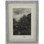 After James Herbet Snell (1861 - 1935), A crosshatch 19thC engraving in a blue grey swept frame,