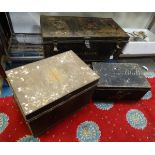 Three vintage metal document trunks,