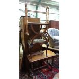 An assortment of Victorian and later furniture, comprising a small library table, a stool,