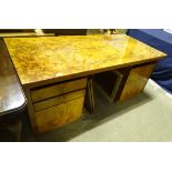 A large burr walnut Art Deco style office desk CONDITION: Please Note - we do not