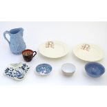 A quantity of ceramic items to include a blue and white Chinese rice bowl,