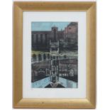 John A McPake (1943), Limited edition signed coloured etching, 46/100, 'Wakefield - The 80's',