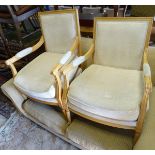 A pair of Louis XV style armchairs CONDITION: Please Note - we do not make