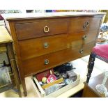 A mahogany 2 over 2 chest of drawers with satinwood inlay, together with an inlaid cabinet.