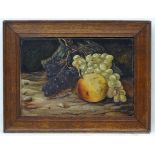 E. Daniel, c. 1900, Oil on canvas, Still life of fruit, Signed lower right.