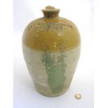 Flagon: A stoneware 2-tone flagon made by Port Dundas Pottery Co. Glasgow for J & J Mc.