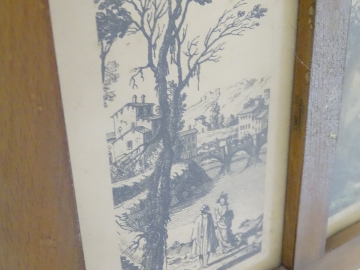 A magazine rack with inset monochrome depictions of country scenes CONDITION: - Image 4 of 4