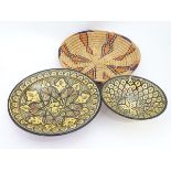 A Moroccan ceramic charger and matching bowl,