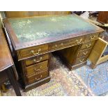 A pedestal desk with a green leather insert CONDITION: Please Note - we do not make