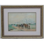 H C Woollett XIX, Watercolour, Three horses going home from the fields, Signed lower right.