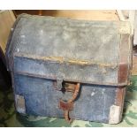 A domed top canvas travelling trunk CONDITION: Please Note - we do not make