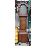 An oak longcase clock case and hood together with pendulum CONDITION: Please Note -