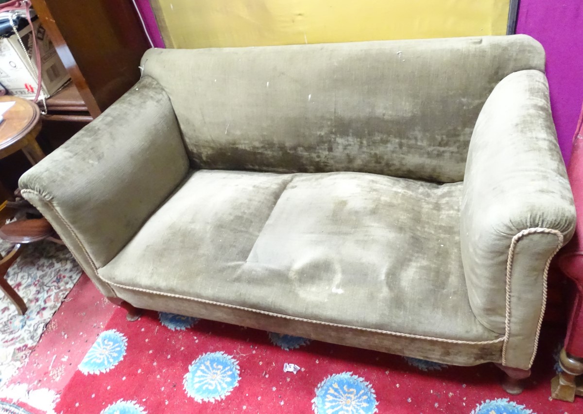 A 2 seater Edwardian Chesterfield style turned leg sofa CONDITION: Please Note - - Image 2 of 2