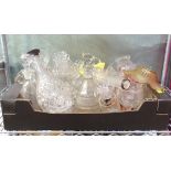 A quantity of glass to include decanters, rinsers, custard glasses etc.