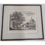 A framed print of a street scene in Amsterdam CONDITION: Please Note - we do not