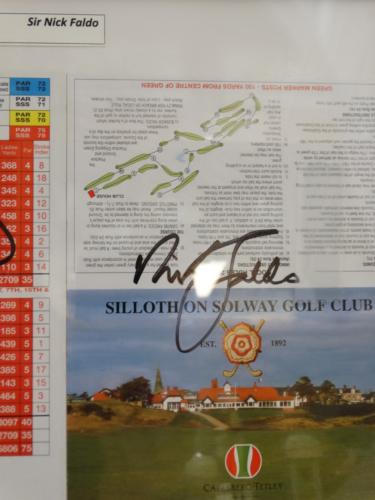 Golf: Three signed Siloth Golf Club score cards, autographed by Sir Nick Faldo, - Image 3 of 8