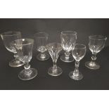 Glass - 7 assorted small pedestal glasses,