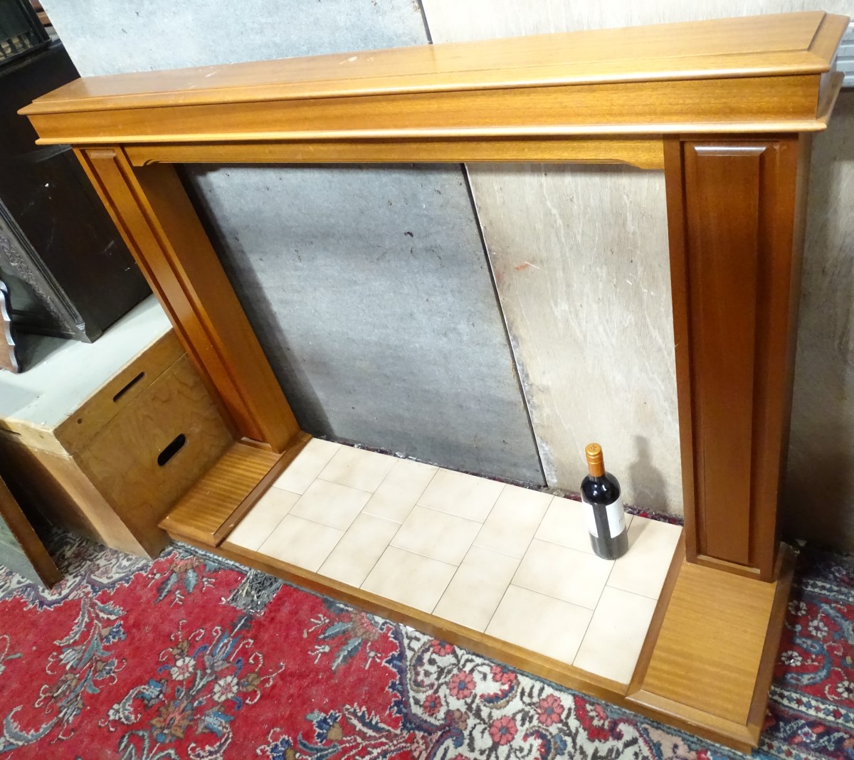 A mahogany fire surround and base CONDITION: Please Note - we do not make reference - Image 3 of 3