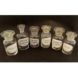 Chemist / Pharmacy : a set of 6 lidded glass chemist jars with acid etched labels - Kulstof,