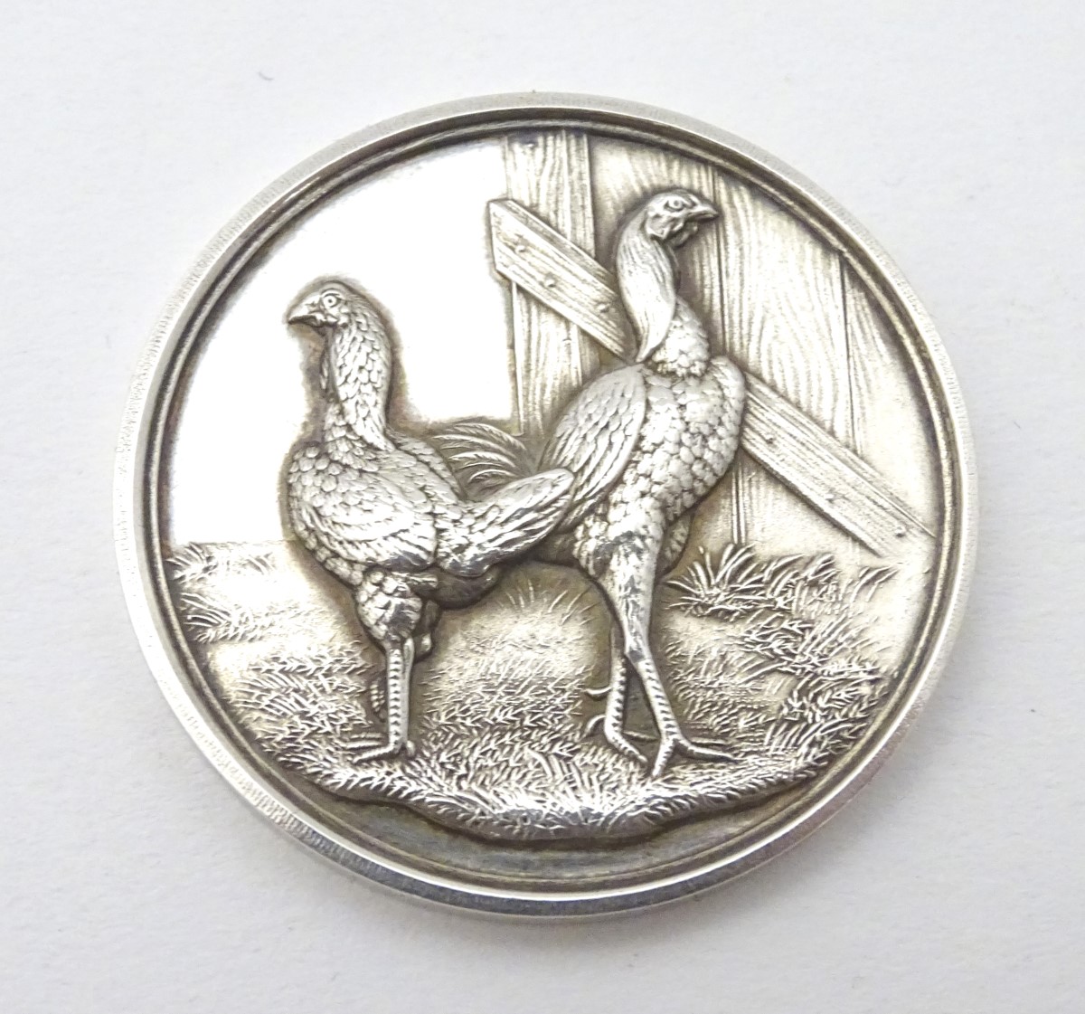 A hallmarked silver medallion depicting cockerels, - Image 8 of 9