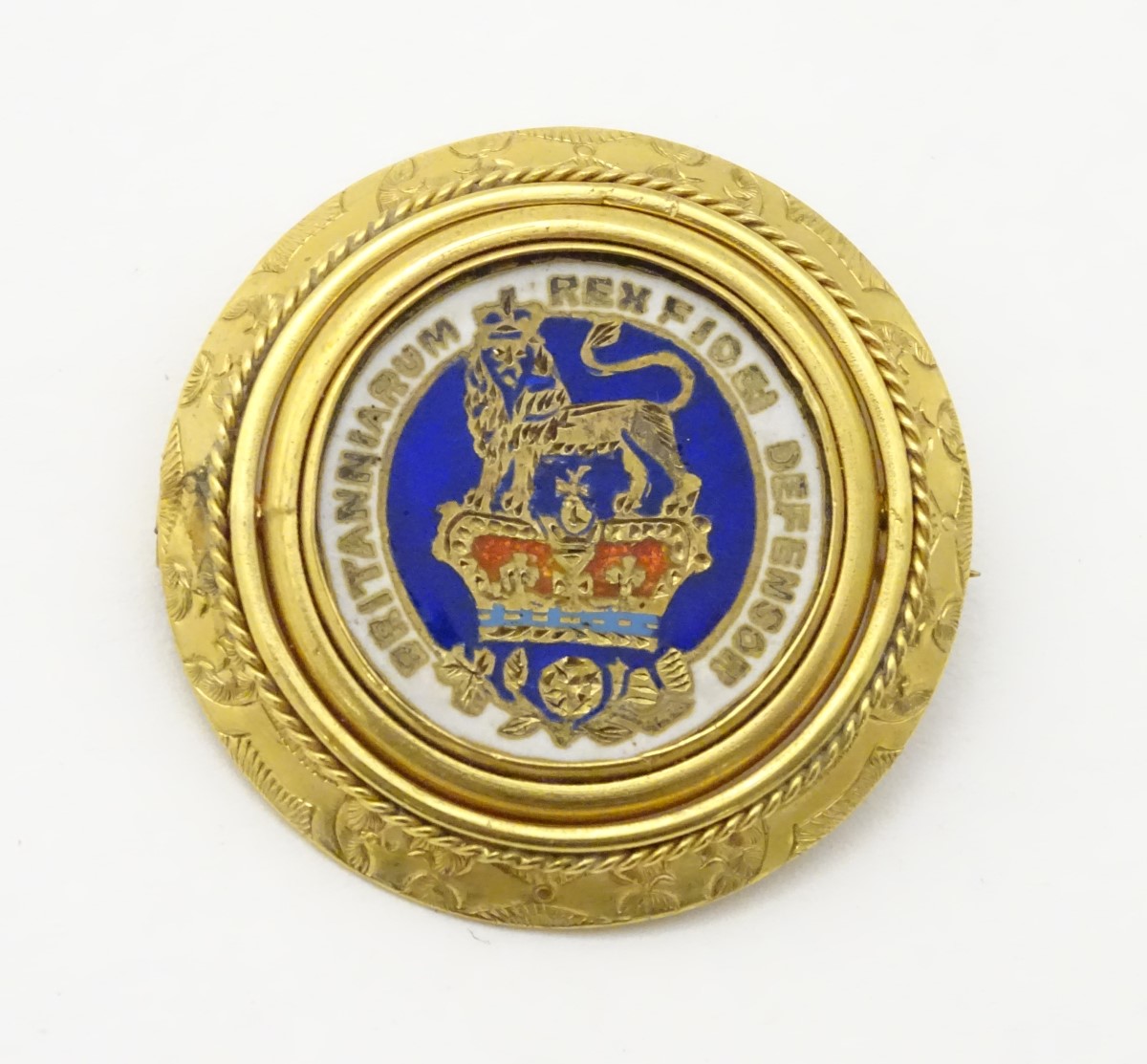 A 19thC brooch set with oval rotating Geo IV 1826 coin with enamelled decoration to one side.