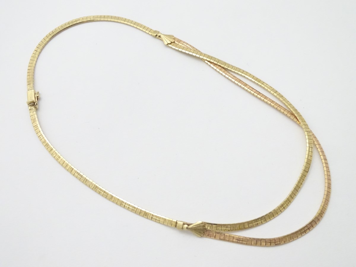 A 2-tone rose and yellow gold necklace approx 16" long CONDITION: Please Note - we - Image 4 of 9