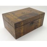 A 19thC walnut box with banded parquetry inlay. Approx.