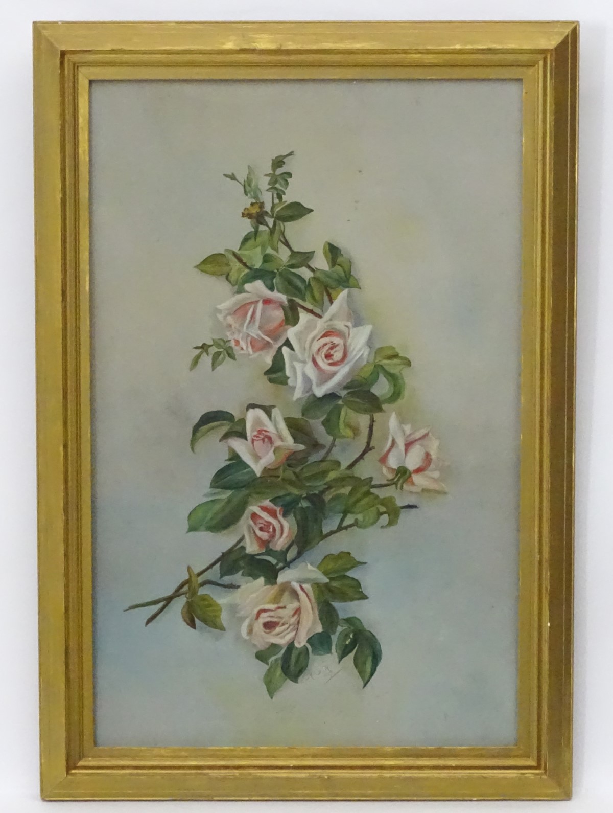 HGH, 1917, Oil on board, Roses, A still life study of roses, Signed H. G. H.