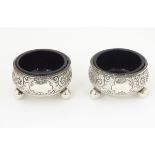 A pair of Victorian silver salts hallmarked Sheffield 1876 maker Martin Hall & Co.