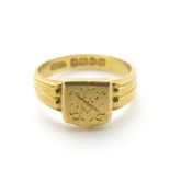 An 18ct gold signet ring CONDITION: Please Note - we do not make reference to the