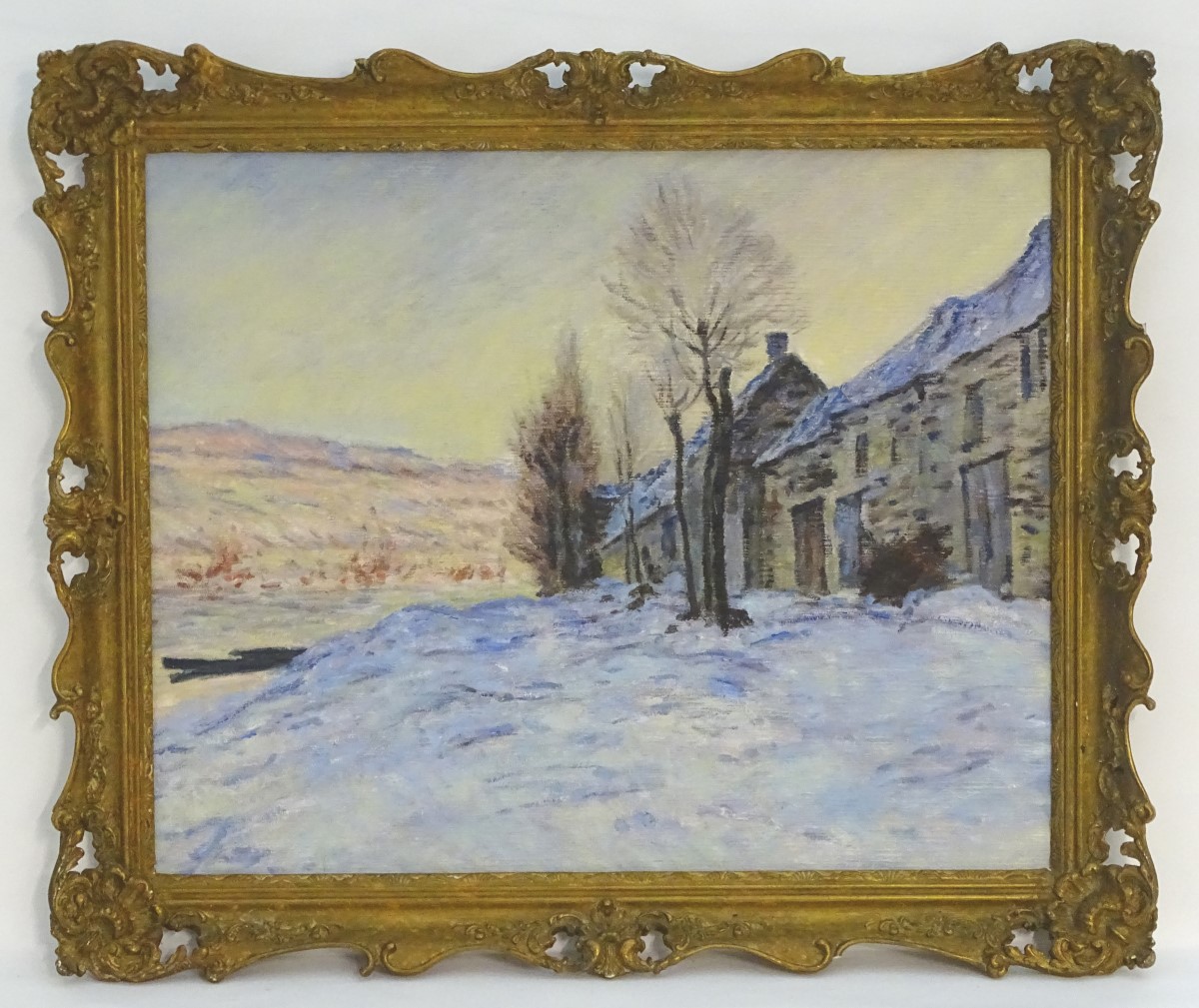 Continental School, XX, Oil on canvas laid on board, A snow swept landscape,