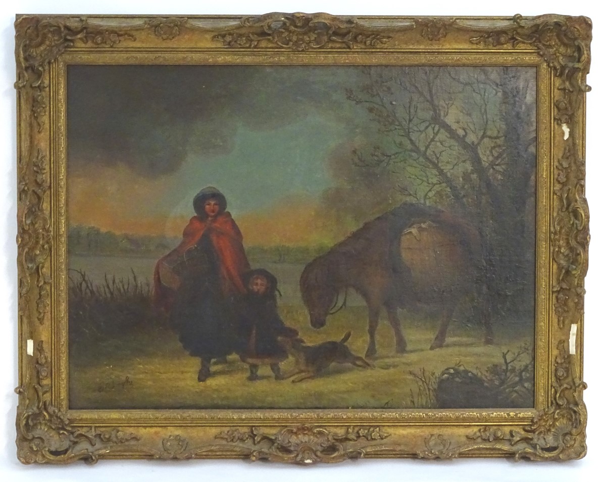 Manner of Edward Robert Smythe (1810-1899), Oil on canvas, Winter Travellers, - Image 3 of 12